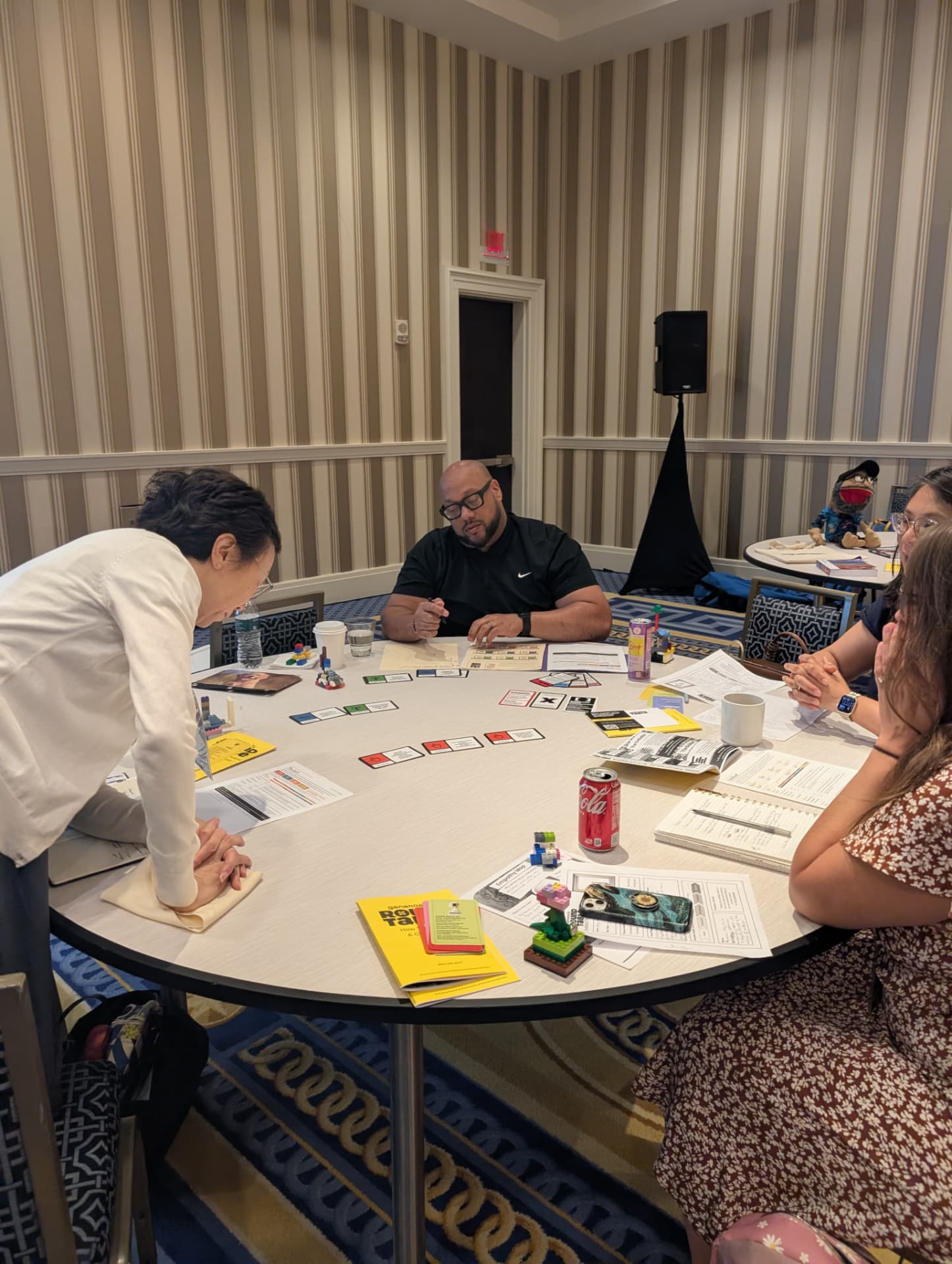 First table of the week — cards, bricks and character sheets in play at National Harbor.